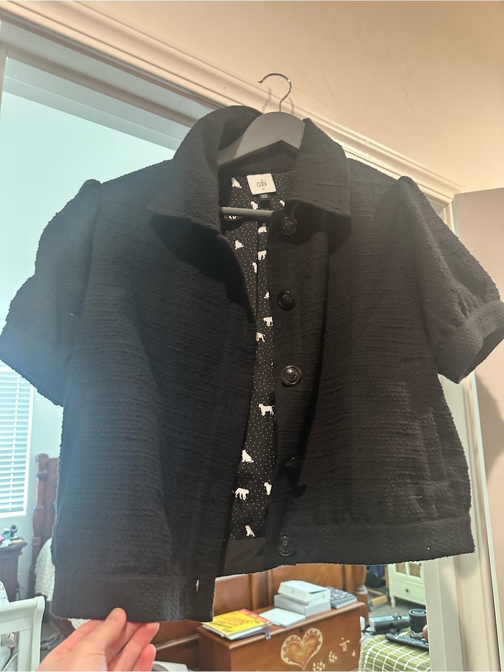 CAbi Black Short Sleeve Boxy Jacket